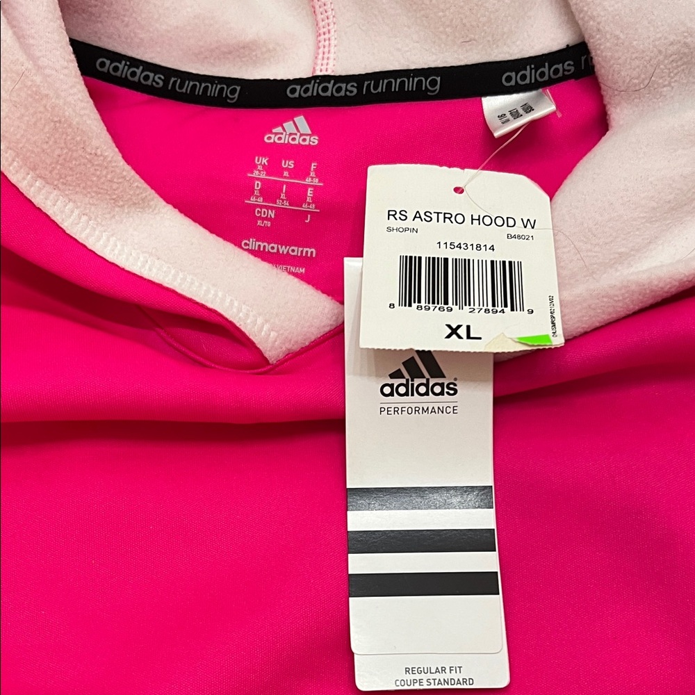 Adidas Vibrant Pink Climawarm Astro Women’s Pullover with White Accents - Picture 9 of 10